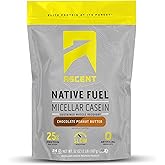 Ascent Casein Protein Powder - 25g Micellar Casein Powder with Zero Artificial Flavors & Sweeteners, Gluten Free, No Added Su