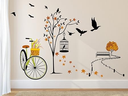 Amazon Brand - Solimo Wall Sticker for Living Room(Ride through Nature, ideal size on wall: