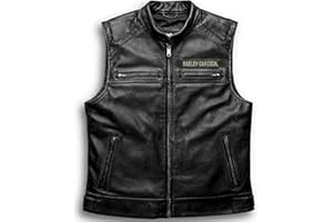 PRESTIGE LEATHER JACKETS Iconic Harley HD Men’s Passing Link Black Leather Biker Vest – Davidson Motorcycle Road Warrior