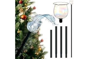 Potchen 52 Inch Flower Shape Christmas Tree Watering Plants System Laser Glass Christmas Tree Watering Funnel with 4 Pcs Metal Stainless Steel Hose Long Funnel Waterer for Indoor Outdoor Plants Trees
