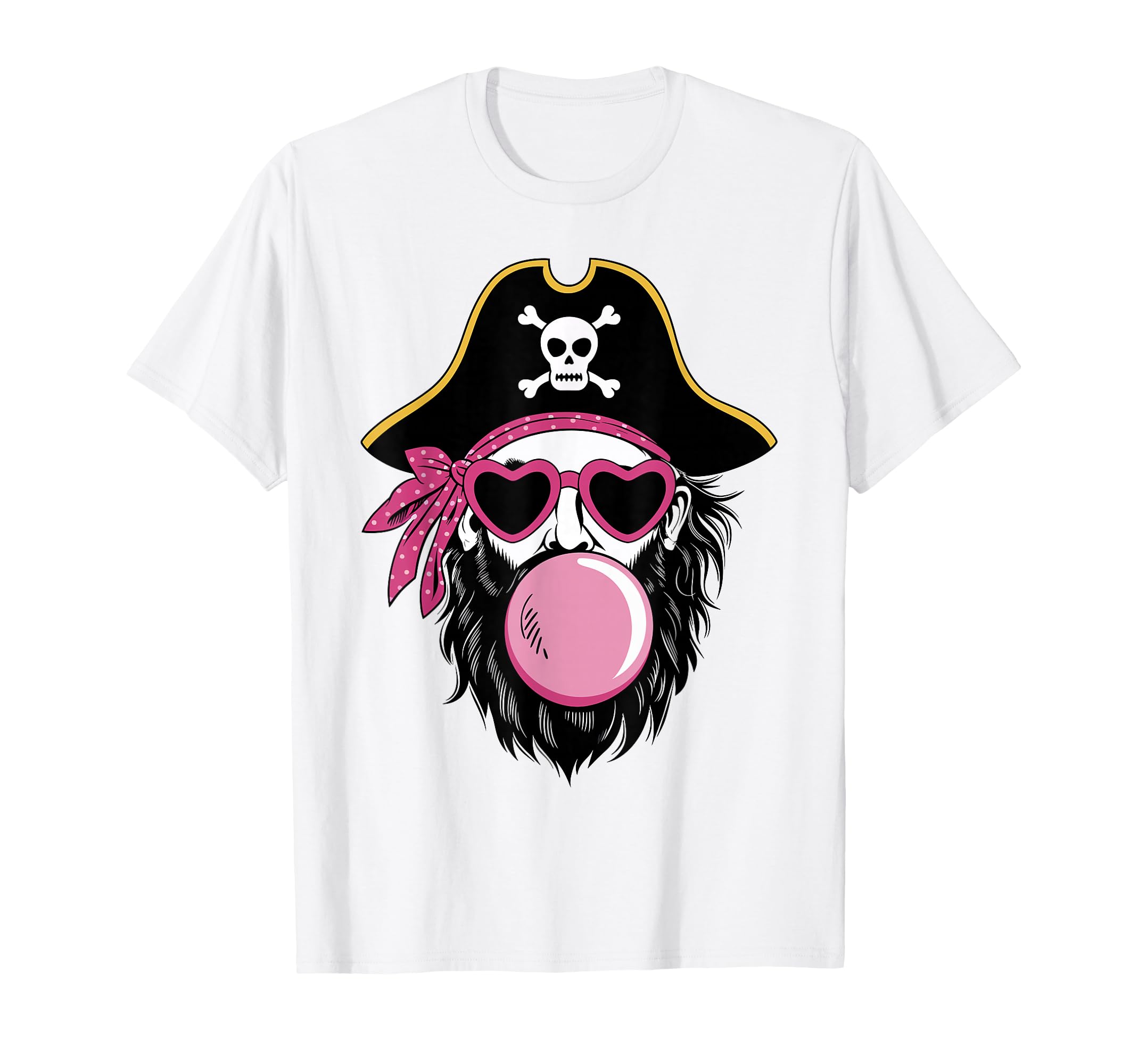 Photo 1 of  PINK Pirate Blowing Bubble Preppy Pink Mascot Halloween Women T-Shirt