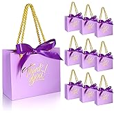 EQOREIIN Gift Bags, 30 Pack Small Kraft Paper Bags with Handles, 5.5 x 2.4 x 4.7 Inches, Thank You Bags with Bow Ribbon, Bulk for Party Favor, Baby Shower, Wedding, Birthday