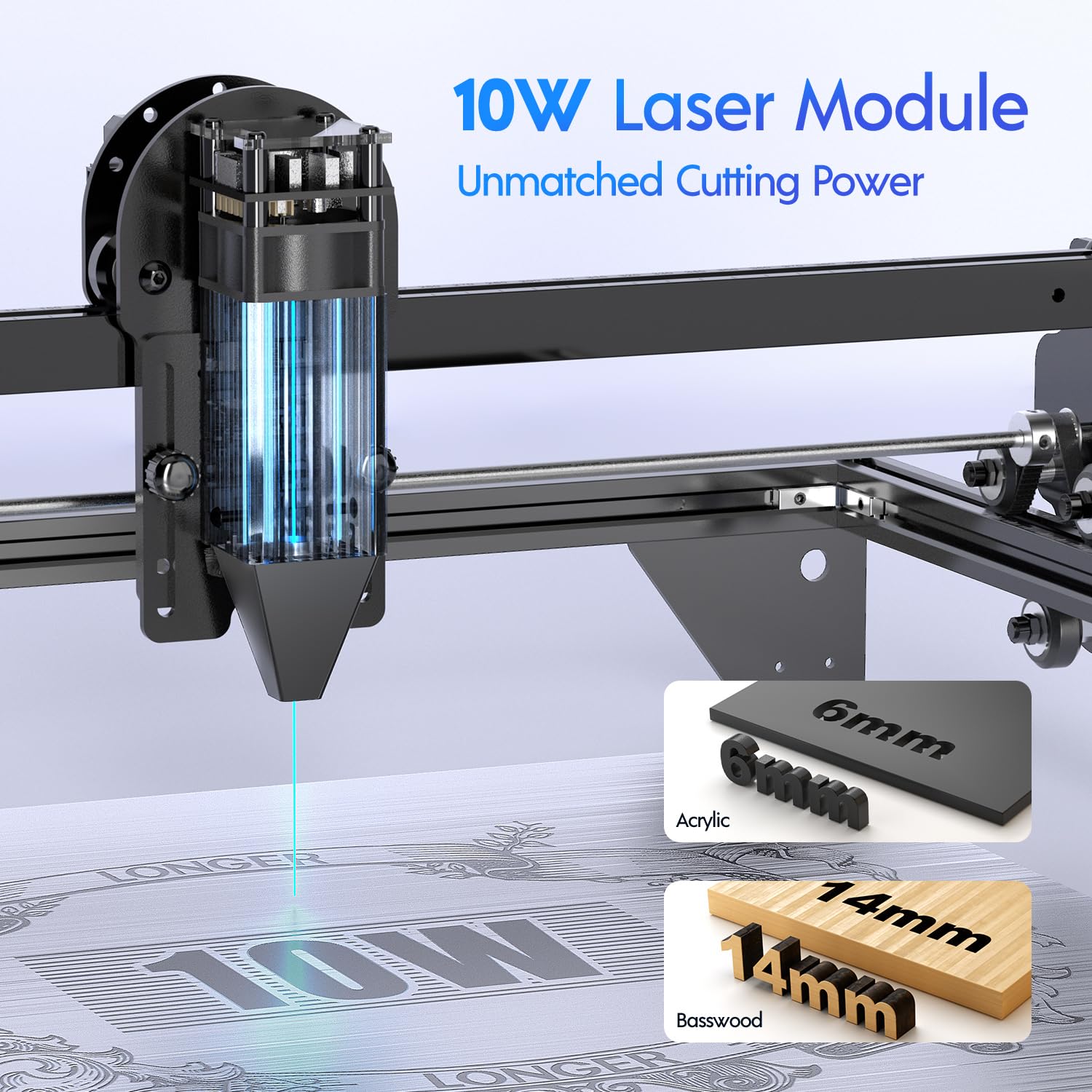 LGT Longer RAY5 10000mW Laser Engraver, Laser Class II & 77pcs Longer Laser Engraving Material Kit