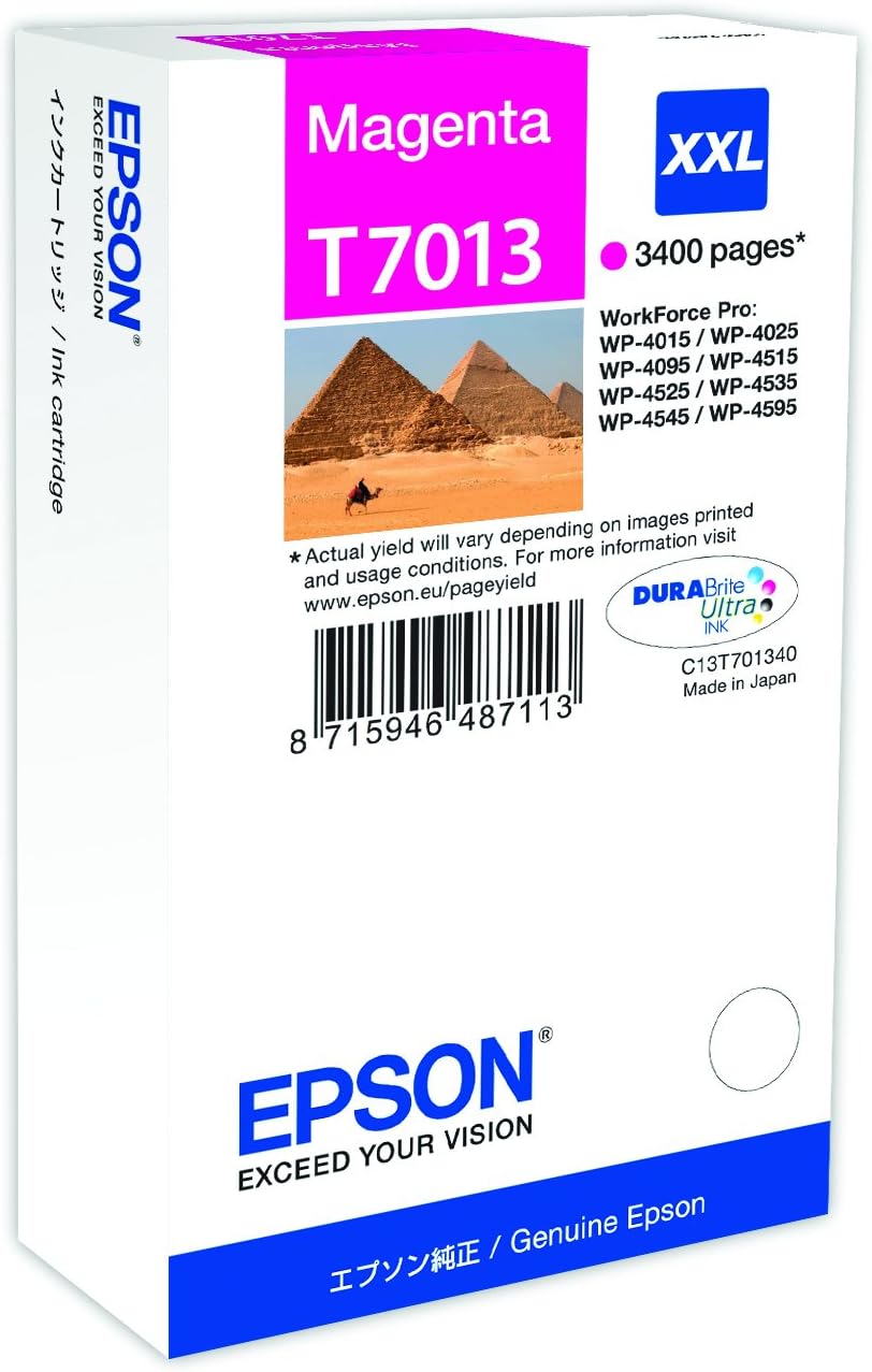 Epson T7013 Magenta Genuine, XXL High Yield Ink Cartridge DuraBrite Ultra, 2X-Large