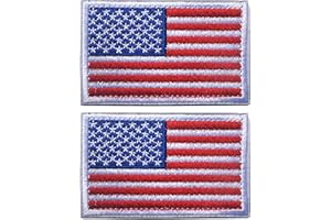 EmWoot 2PCS American Flag Patch Embroidered Morale Patch Military Tactical Patches Hook and Loop(USA White Border)
