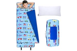 Wildkin Kids Original Nap Mat – Cozy Kids Sleep Mat with Pillow, Ideal for School & Travel - Trains, Planes, and Trucks