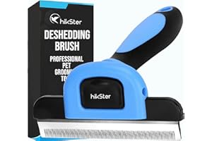 Deshedding Brush for Dogs & Cats Stainless Steel Grooming Brush, Upgraded Dog Deshedding Tool Reduces Shedding by up to 95% D