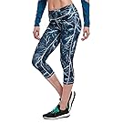 AmeSport Women's High Waist Leggings Full Length for Yoga Jogging Workout - Turquoise/Iris, Regular Sizes