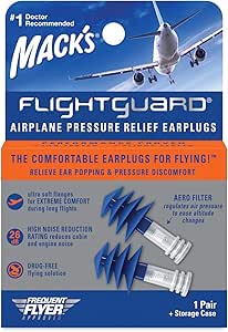 Amazon Com Mack S Flightguard Airplane Pressure Relief Earplugs 26db Nrr Comfortable Safe Travel Ear Plugs Health Household