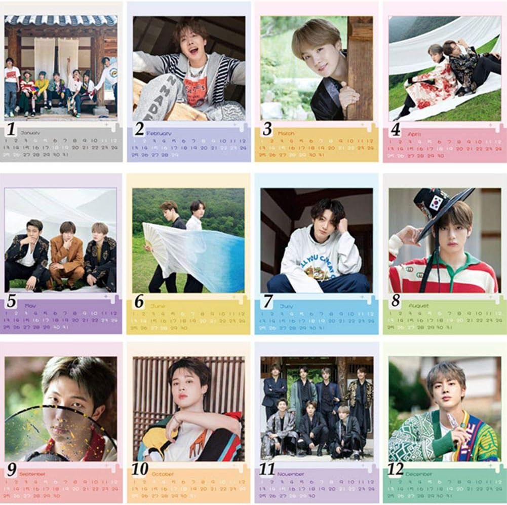 Chutoral Kpop BTS Calendar, Blackpink TXT 2020-2021(January 2020 - December 2020) Desk Calendar Table Calendar, Gift for Army Girls(H01)
