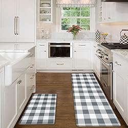 MAYHMYO Kitchen Mat 2 PCS Grey and White Kitchen
