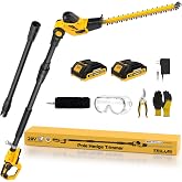 ZEGJAW 18" 20V Pole Hedge Trimmer Cordless,for Shrubs Pruning Bush Trimmer | 16-Feet Max Reach Power Hedge Trimmer with Extension Pole,Multi-Angle,with 2 x 2.0Ah Battery &amp; Charger,Lightweight 8.4 LBS