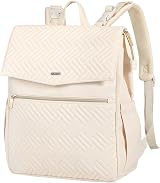 LANDICI Apricot Baby Changing Bag Backpack Diaper Backpack with Mat