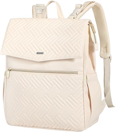 LANDICI Apricot Baby Changing Bag Backpack Diaper Backpack with Mat