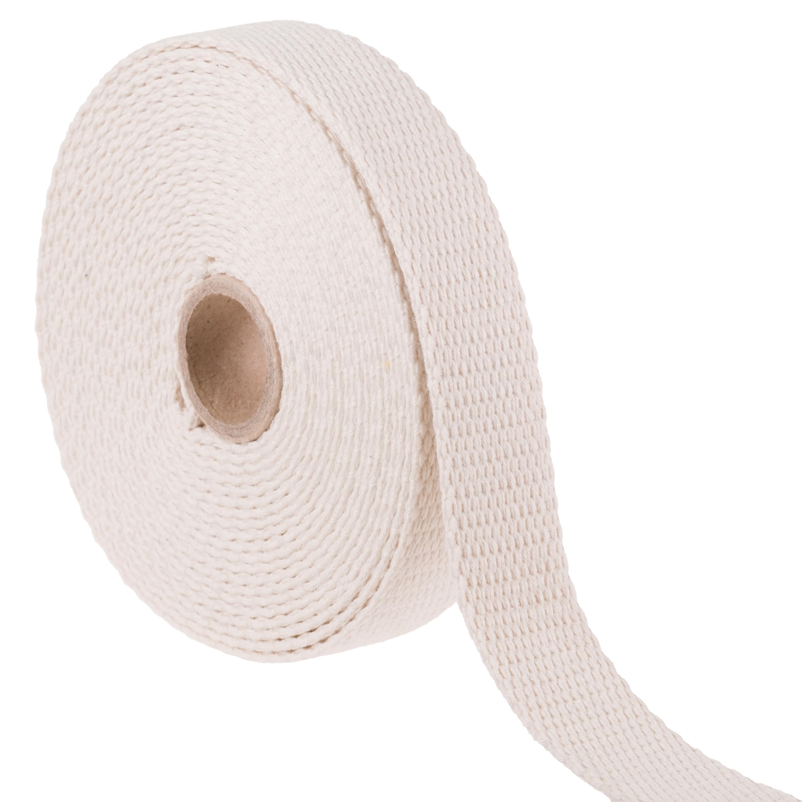 Shelver Heavy Duty Cotton Webbing Strap, 1 or 1.5 Inches and Colours, 5m (Ecru, 25mm)