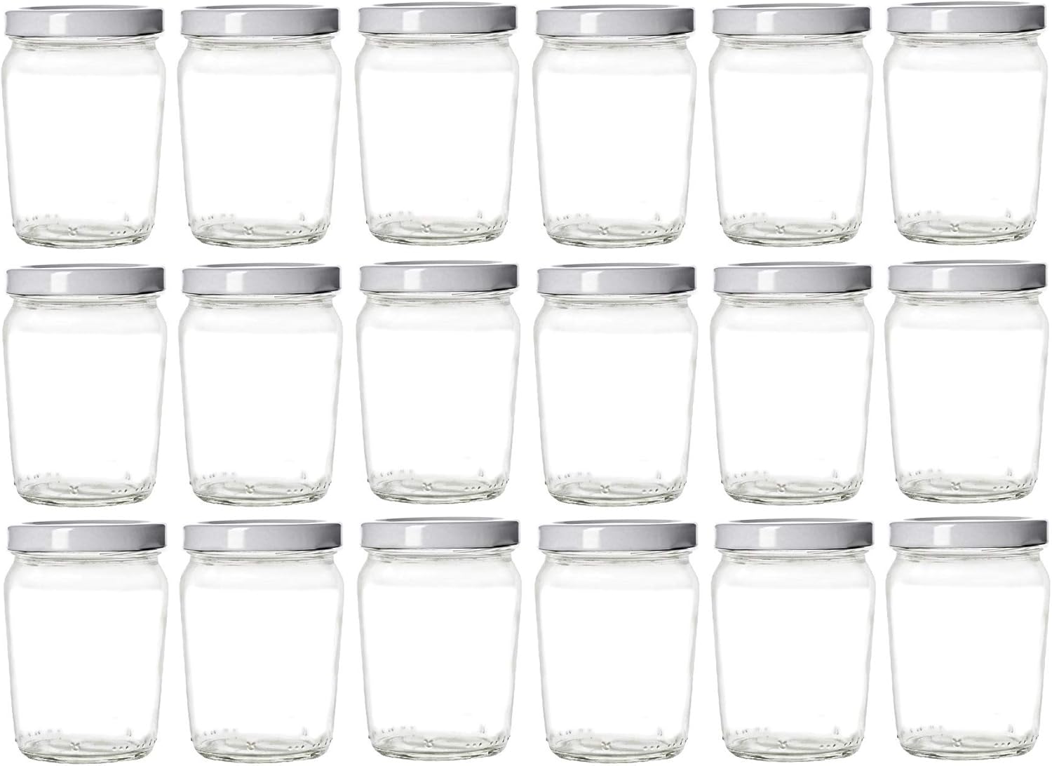 Nakpunar 18 pcs 6 oz Honey Pot Glass Jars with White Lids - MADE IN USA - Globe, Spherical (6 oz - Honey Pot, White)