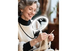 Hands Free Magnifying Glass with Light, 5X 15X Lighted Neck Magnifier for Craft Cross Stitch Needlepoint Needlework Sewing Em