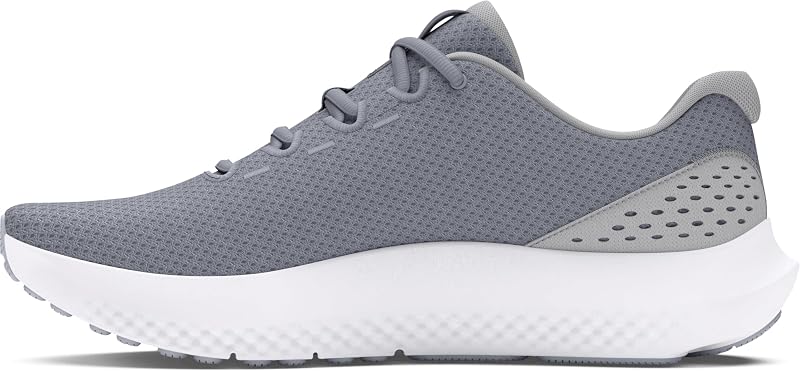 Herren Charged Surge 4, leichte und atmungsaktive Laufschuhe, gepolsterte Joggingschuhe für langen Komfort,Steel / Mod Gray / White,42