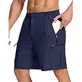 SERAMY Mens Hiking Cargo Shorts with 6 Zipper Pockets 9" Quick-Dry Lightweight Short for Golf Casual Fishing