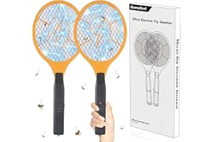 2 Pack Bug Zapper Electric Fly Swatter Zapper - Indoor Outdoor Zapping Racket for Pest Control - Safe to Touch with 3-Layer S