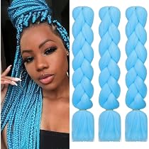 Amazon.com : HAIRCUBE Sky Blue Braiding Hair 24 Inch 3 Packs Pre ...
