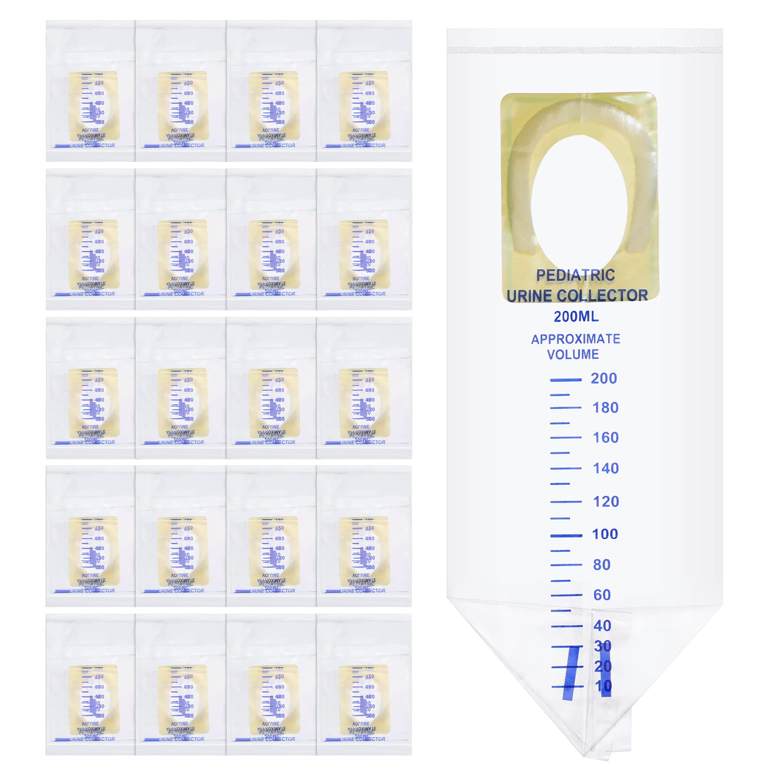 Photo 1 of Sosation 20 Pcs Pediatric Urine Bag Collectors Clear Urine Catcher Pouch Individual Pee Bags Disposable Pediatric Collectors Adhesive Surface Spill Proof Baby Pee Bag for Kids Collection