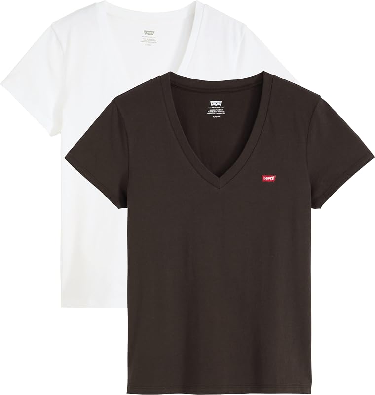 Maglietta da Donna Perfect Vneck Tees, Confezione da 2 V Neck White, M