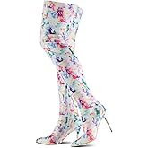 CAMSSOO Women's Thigh High Boots Faux Suede Elasticity Heels Over The Knee Boots Side Zip Pointed Toe Fashion Sexy Winter Stiletto Knee High Boots