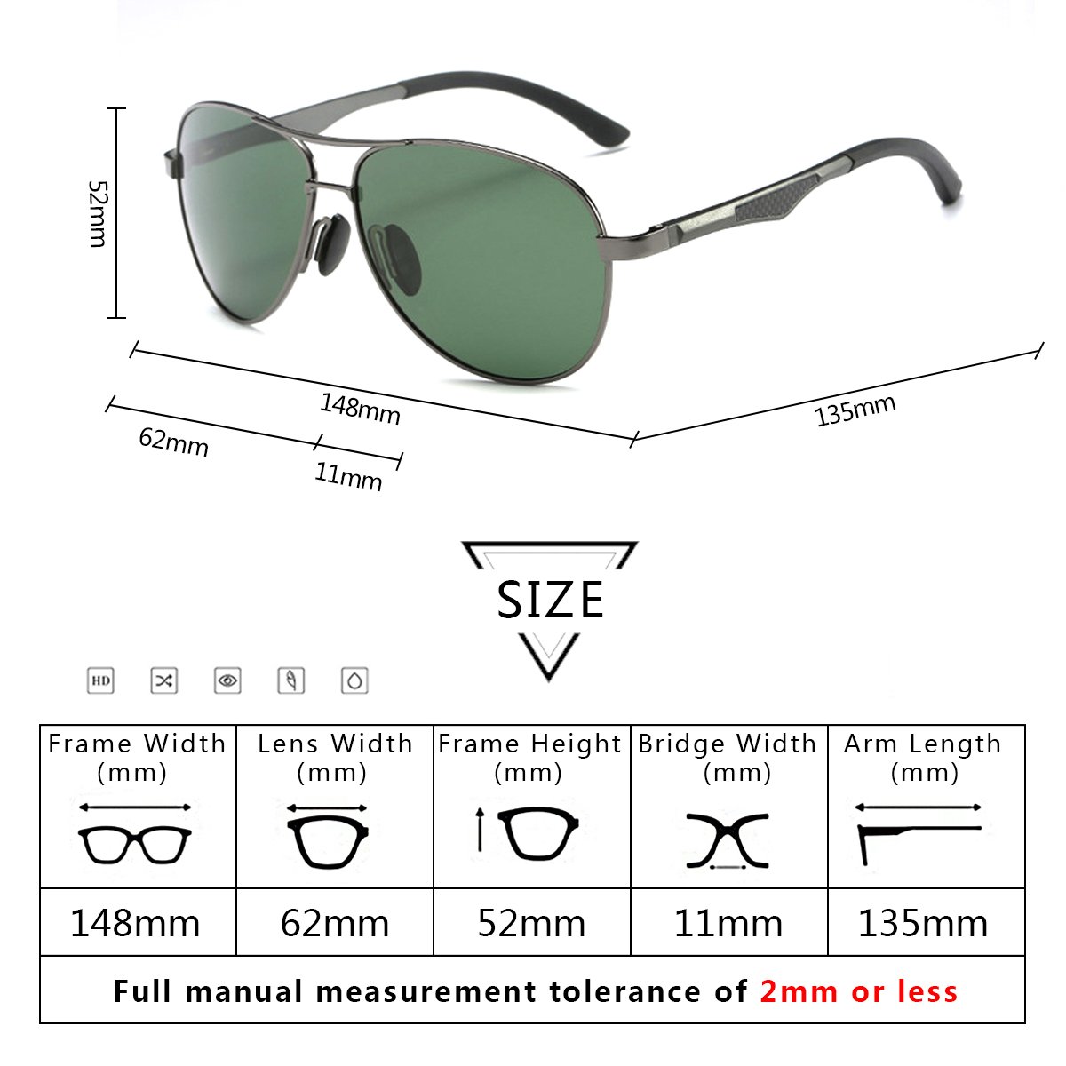 Aviator Sunglasses RAYSUN Aluminum Polarized Vintage Sun Glasses for Men Women UV 400 Protection