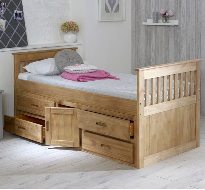 Happy Beds Captains Wooden Waxed Pine Storage Bed Drawers Cupboard Bedroom Furniture Frame 3 Happy Beds Captains Wooden Waxed Pine Storage Bed Drawers Cupboard Bedroom Furniture Frame 3