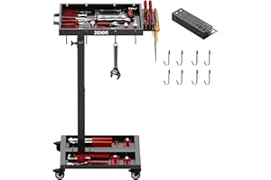 Adjustable Height Tool Cart with Wheels for Garage, Mechanic Rolling Tool Tray Table, Heavy Duty Metal Tool Cart(Black)