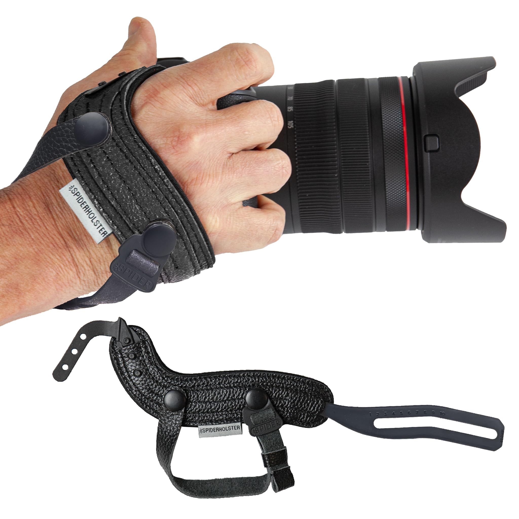 SPIDER HOLSTER – SpiderPro Camera Hand Strap v2 with Snap Assembly and Optional Wrist Strap – DSLR and Mirrorless Compatible (Black) — image 1