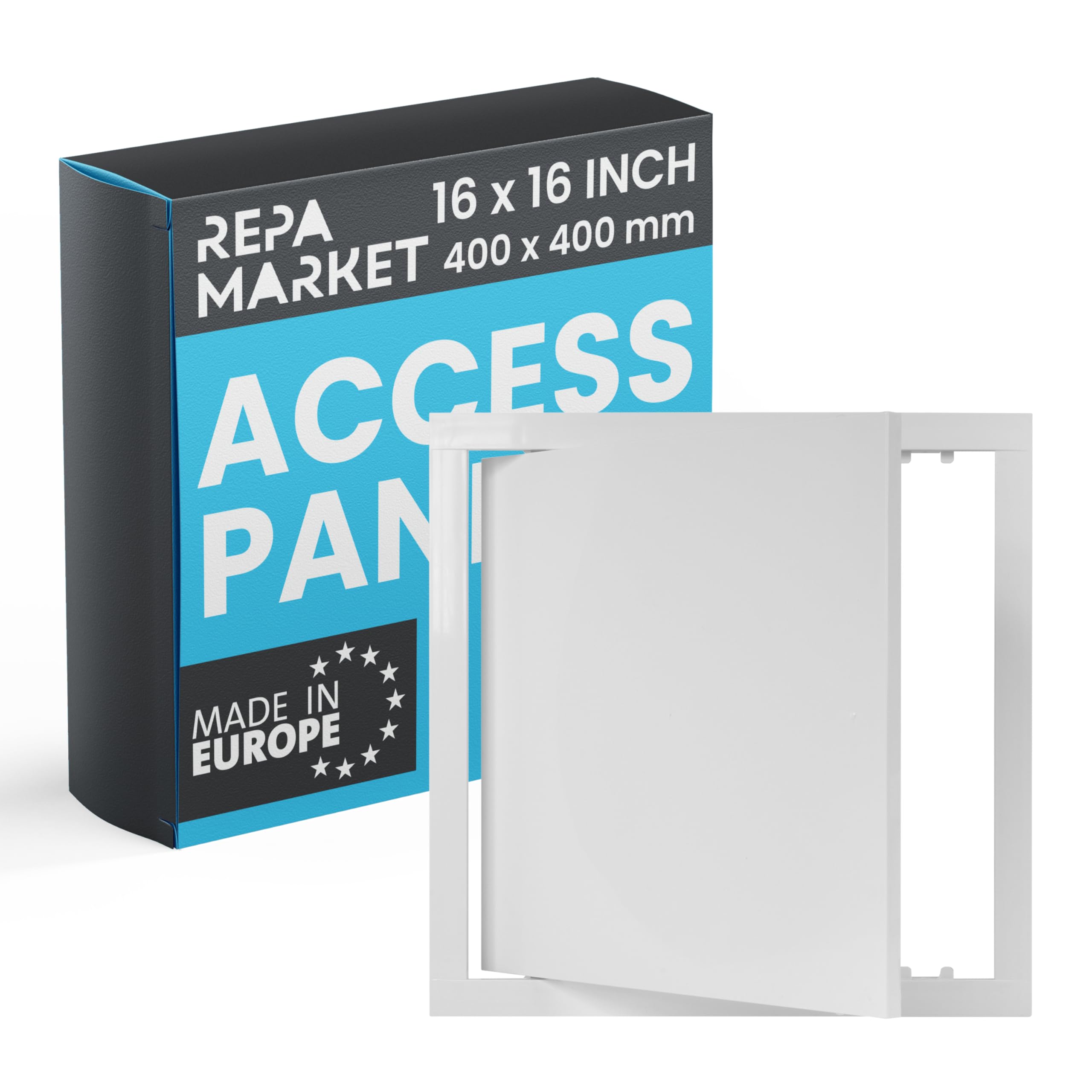 Repa Market 400 x 400 mm White Plastic Inspection Hatch - Plasterboard Access Panel for Walls & Ceilings, Bath Panel & Fuse Box Cover Cabinet, Access Hatch, Wall access panel for Plumbing & Electrical