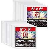 ESRICH Small Canvases for Painting 6x6 inch, 12 Pack Canvas Boards Cotton Painting Canvas Primed Acid Free Mini Blank Canvas Panels for Oil Paint,Watercolor,Acrylic Paint,Gouache&Tempera., White