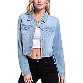 MISS MOLY Women's Cropped Denim Jackets Long Sleeve Classic Trendy Casual Jean Jackets