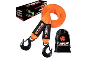 YUNPEAK Tow Strap with Hooks, 2" x 20ft (20,000lbs) Heavy Duty Emergency Recovery Towing Strap with Forged Steel Hooks, Car T