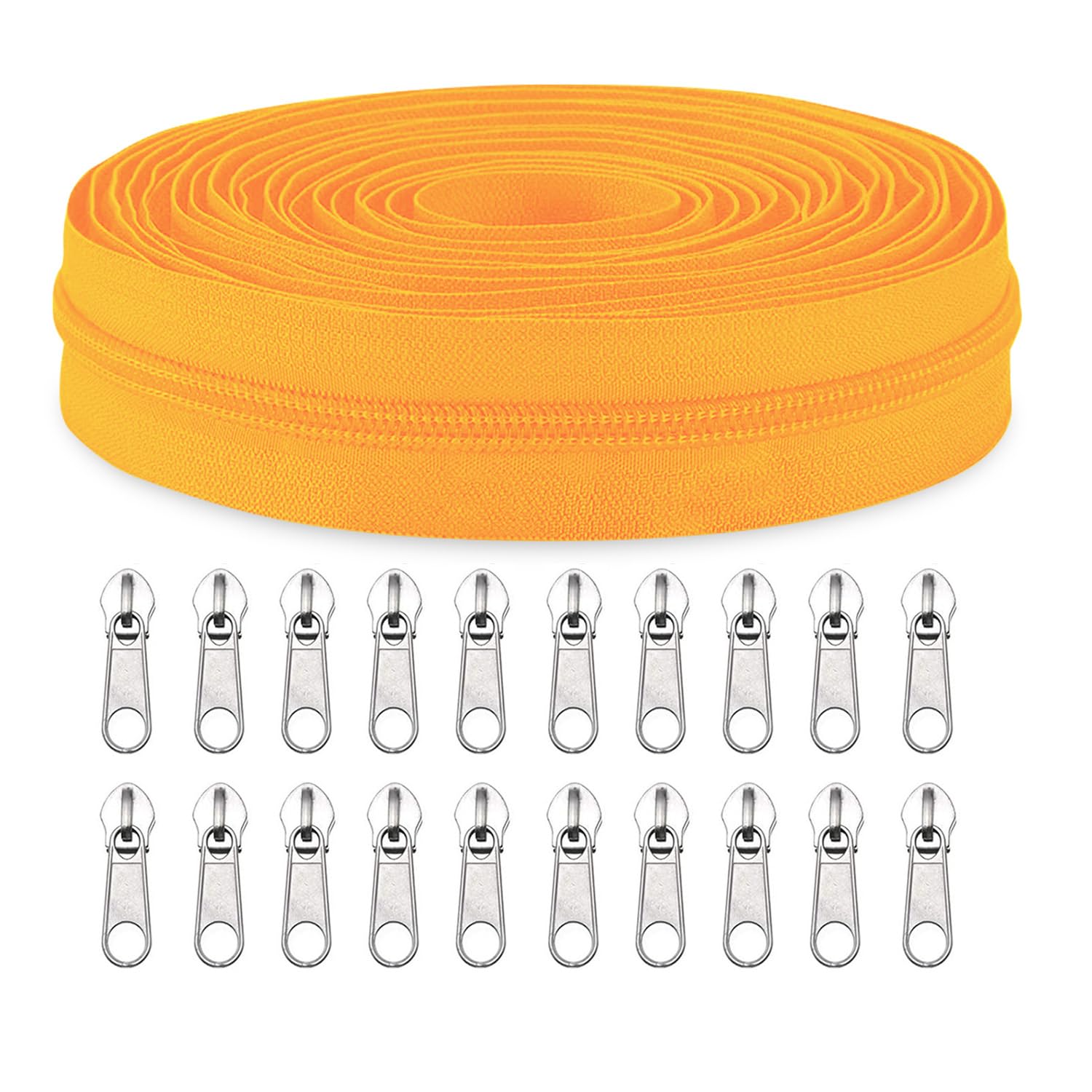Sawoake #5 Nylon Coil Zippers by The Yard Bulk 10 Yards with 20pcs Zipper Sliders for DIY Sewing Tailor Craft Bag Garment Home Textile…(HoneyYellow)