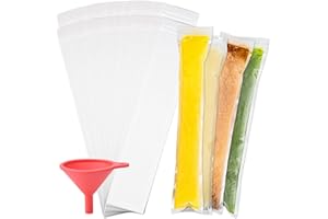 120 pcs Disposable Ice Popsicle Bags, Ice Pop Bags Ice Popsicle Molds with Funnel BPA Free Freezer Tubes Freezie Sleeves for 