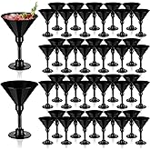 Domensi 40 Pack Black Martini Glasses Bulk Plastic Disposable Champagne Glasses 5 oz Plastic Mimosa Cups Wedding Cocktail Cups for Engagement Birthday 2026 Party Supplies