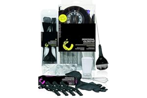 Colortrak Professional Hair Colorist Kit, 4-Pack Croc Clips, Color Beaker, Whisk, Duo Brush, 3-Pack of Brushes, Black Reusable Medium Gloves, Color Bowl, 50-Count Popup Hair Coloring Foil, Storage Box