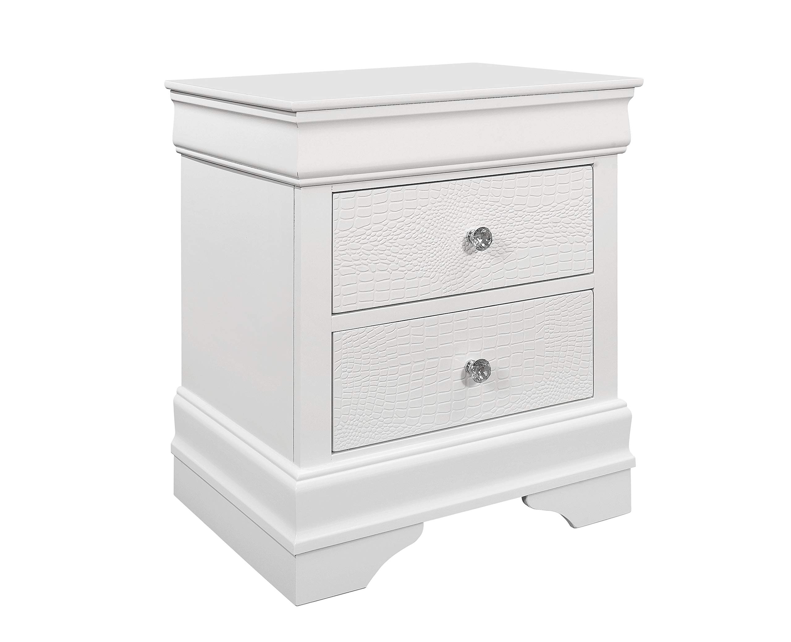 Global Furniture USA Pompei Nightstand in Metallic White Finish