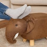Muddy Hands Elephant Foot Rest Stool - Kids' Ottoman with Wooden Legs view 6