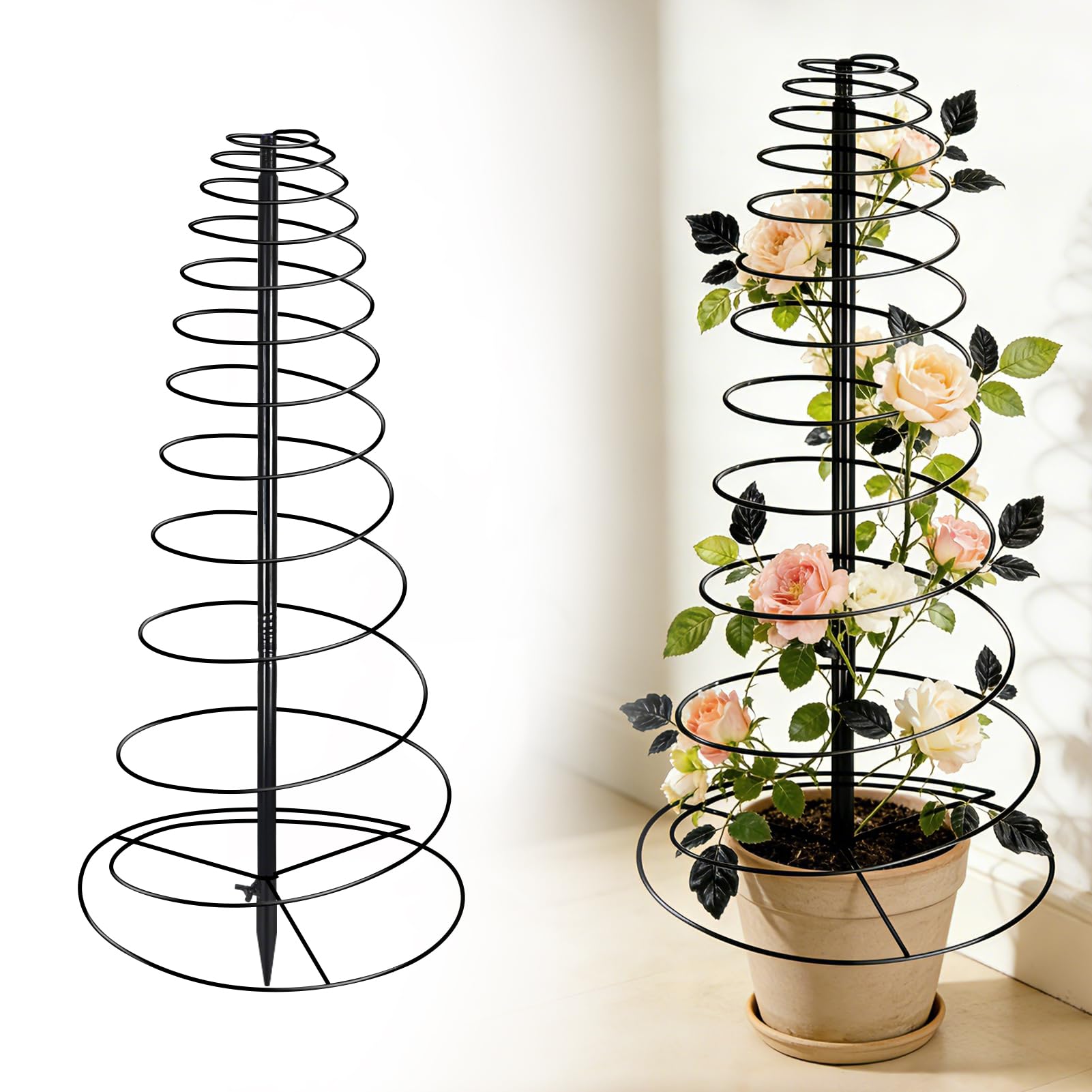 Rankhilfer Metall Rankhilfe Garten für Kletterpflanzen, 40-180cm Verstellbarer Höhe Pflanzen Rankhilfe für Gemüse Blumen Rebe Unterstützung, Boden mit Befestigung