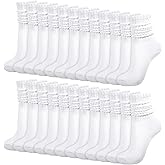 IANFAN 12 Pairs Slouch Socks for Women, Soft White Scrunch Socks Retro Long Crew Sock for Women Boot Daily Wear Stacked Accessory Size 9-11