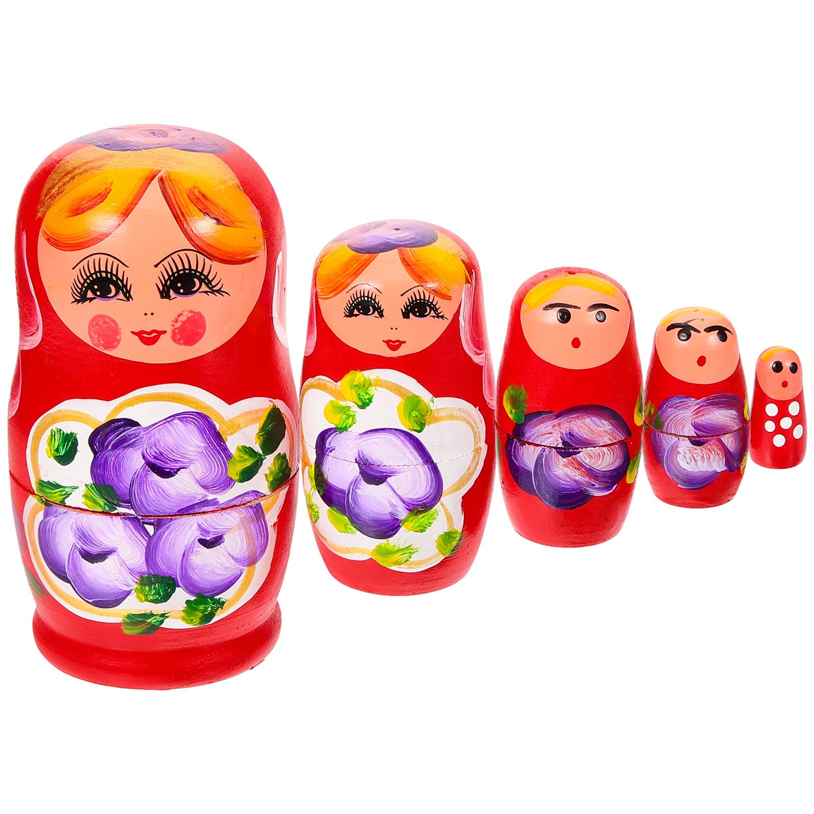 NUOBESTY Wooden Russian Nesting Dolls Matryoshka Dolls Stacking Doll Toys for Halloween Christmas New Year Gifts