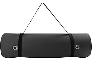 Tone Fitness Hanging Yoga Mat, Pilates Mat, Exercise Mat for Home Workouts with Carry Strap | V Pattern | Black