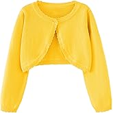 Miccina Girls Bolero Cardigan Sweater Toddler Kids Long Sleeve Button Knit Shrug Cropped Cover Up Jacket Tops