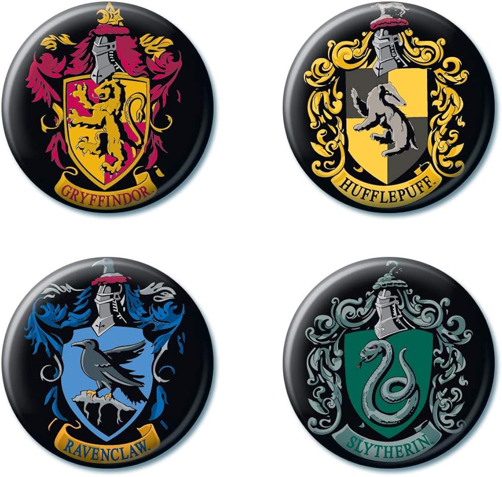 Ata-Boy Harry Potter Houses of Hogwarts Crests Set of 4 1.25" Collectible Buttons: Clothing