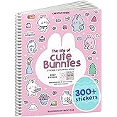 Life of Cute Bunnies 300+ Kids Sticker Book by Cupkin Toddler Airplane Travel Coloring and Sticker Book, 8 Coloring Pages 8 Side by Side Scenes for Children's of 2-8 Years, Easter Gifts for Kids