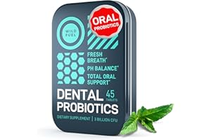 WILD FUEL Dental Probiotics for Teeth and Gums - 3 Billion CFU Lactobacillus Salivarius Acidophilus Oral Probiotics for Mouth Bad Breath Treatment for Adults - 45 Mint Tablets for Oral Health in a Travel Tin